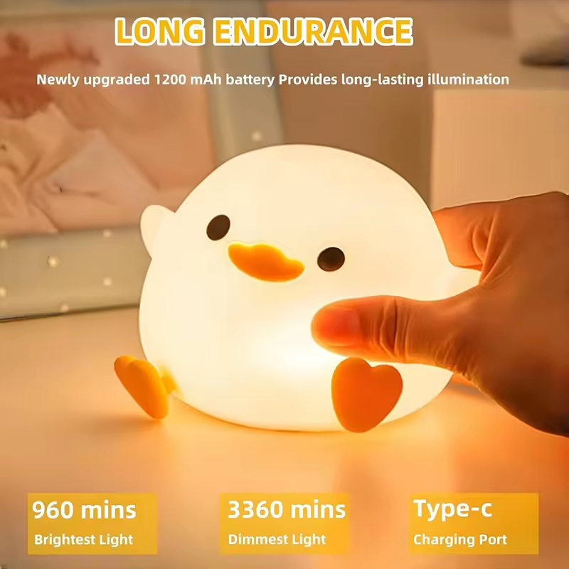 Cute Duck LED Night Light – Dimmable & Rechargeable