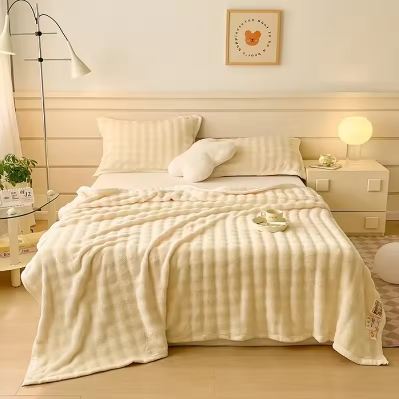 Thickened Milk Fleece Bubble Blanket – Soft, Warm, and Cozy Comfort