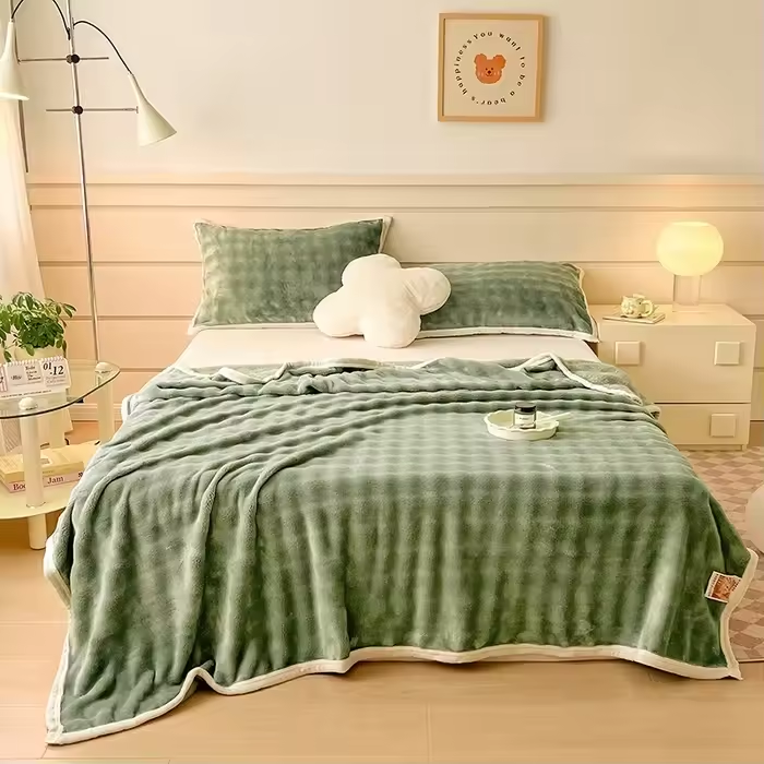 Thickened Milk Fleece Bubble Blanket – Soft, Warm, and Cozy Comfort