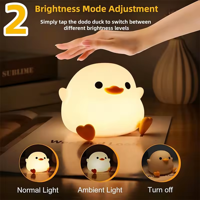Cute Duck LED Night Light – Dimmable & Rechargeable