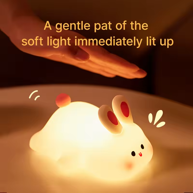 Cute Rabbit Night Light – Silicone Touch Lamp for Children’s Room