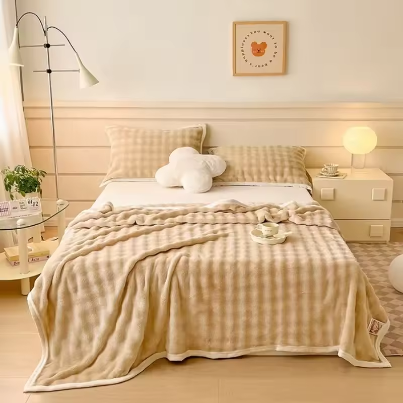 Thickened Milk Fleece Bubble Blanket – Soft, Warm, and Cozy Comfort