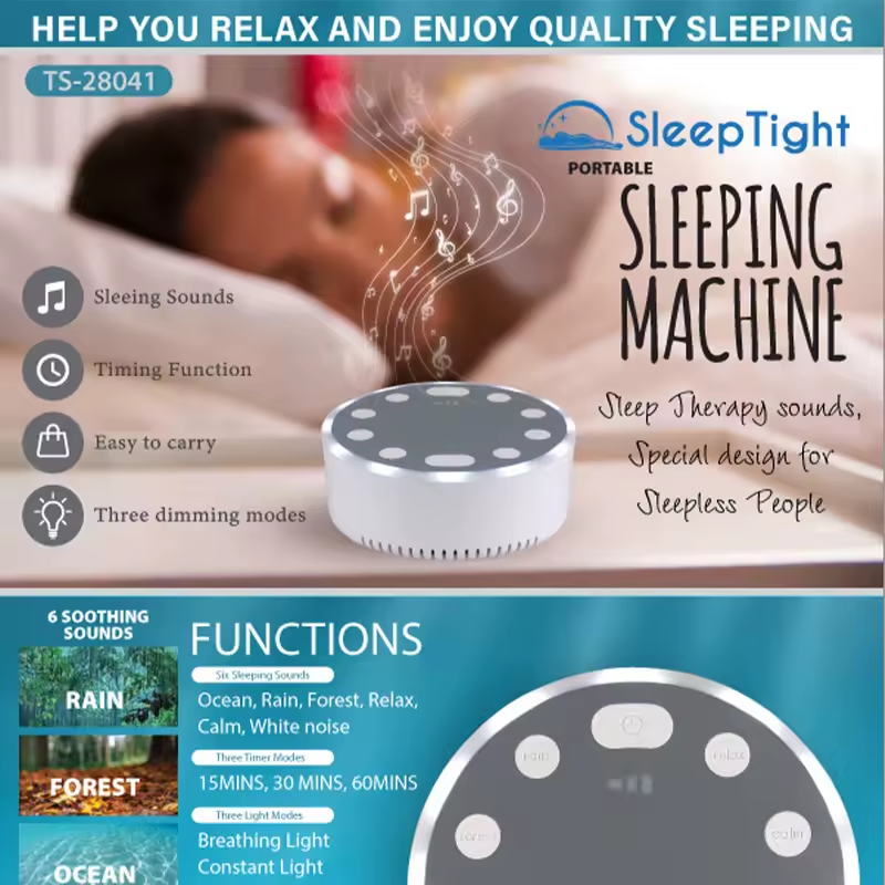 White Noise Sleep Speaker – Sound & Light Sleeping Aid