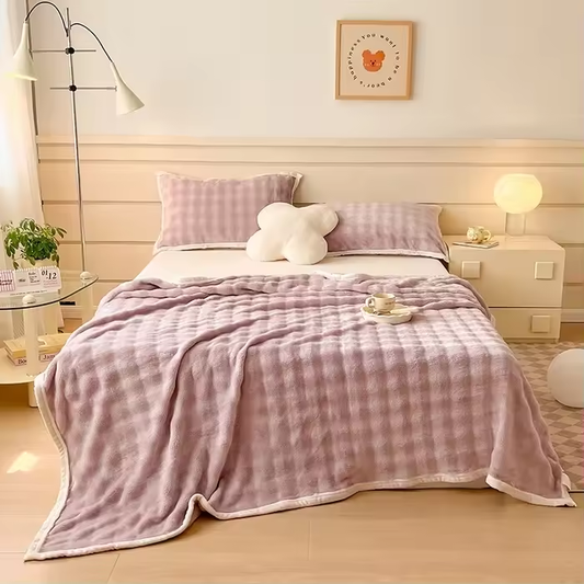 Thickened Milk Fleece Bubble Blanket – Soft, Warm, and Cozy Comfort
