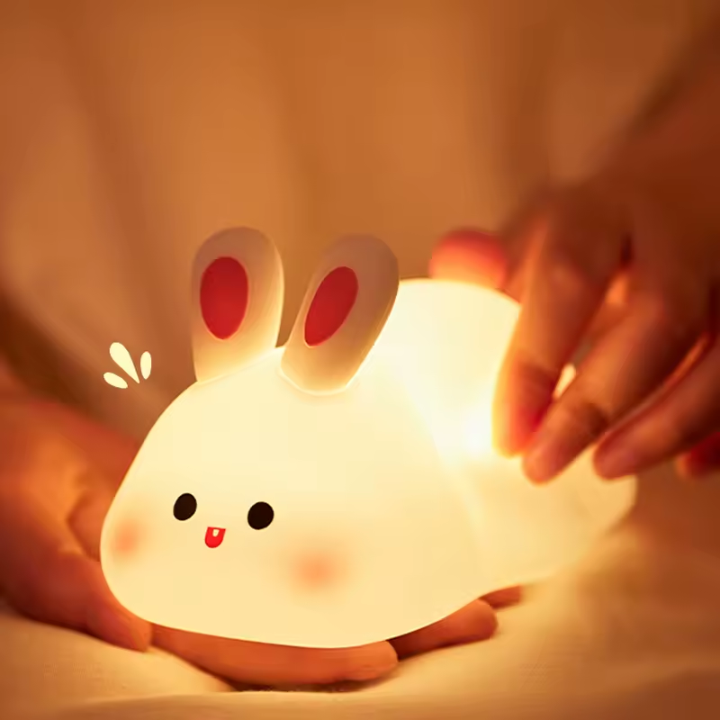 Cute Rabbit Night Light – Silicone Touch Lamp for Children’s Room