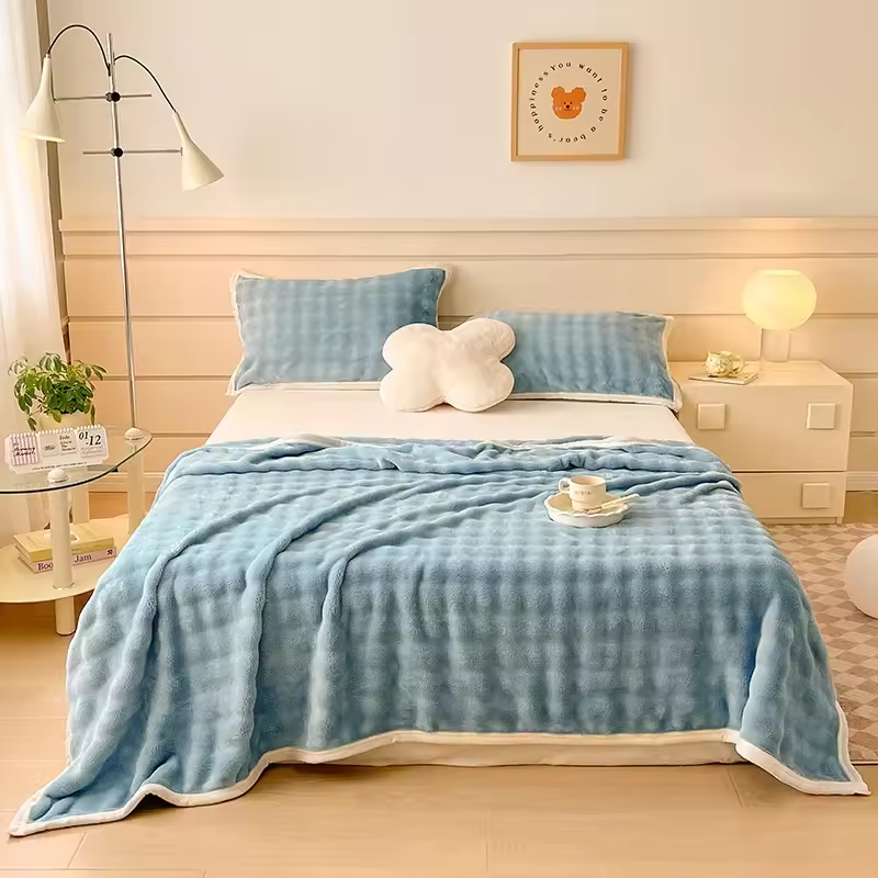 Thickened Milk Fleece Bubble Blanket – Soft, Warm, and Cozy Comfort