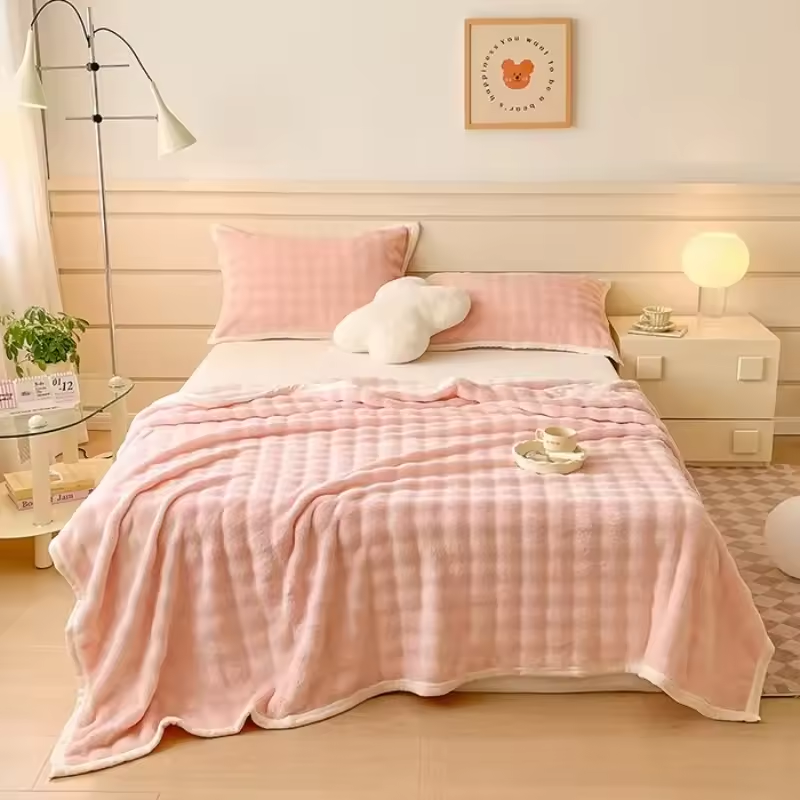 Thickened Milk Fleece Bubble Blanket – Soft, Warm, and Cozy Comfort