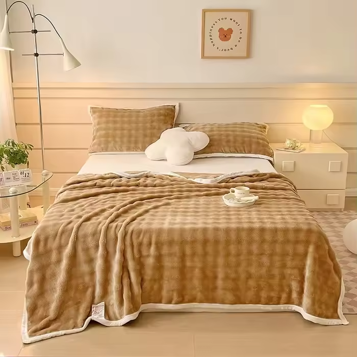Thickened Milk Fleece Bubble Blanket – Soft, Warm, and Cozy Comfort