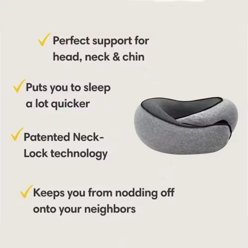 Adjustable Travel Neck Pillow – Soft Memory Foam Support