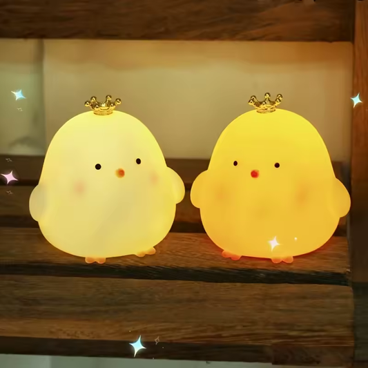 Crown Chick Night Light – Cute Cartoon Animal Bedside Lamp Gift for Kids